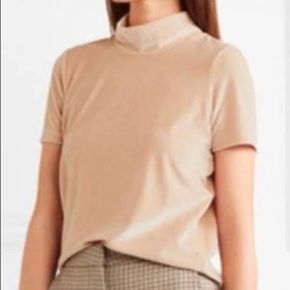 MADEWELL Velvet Mock Neck Tee Beige Cream Blogger Favorite Medium Boho Preppy - Picture 7 of 7